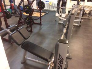 Lifefitness bench press hlavou dol