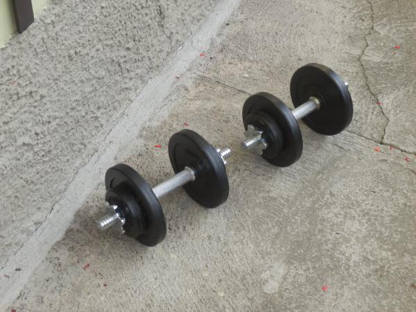 Jednoručky činky 2x9kg za 900,-Kč