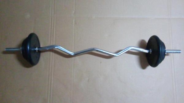 Nakládací činka EZ biceps 40 kg pogumované kotouče