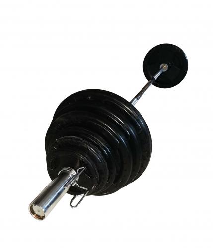 Olympijská činka s pogumovanými kotouči - 110 kg