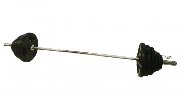 Olympijská činka s pogumovanými kotouči - 110 kg