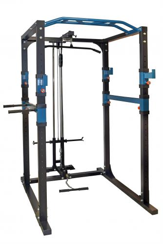 Posilovací stojan Power Rack se zádovou kladkou
