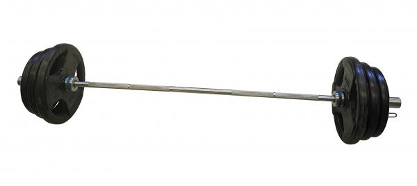 Olympijská činka s pogumovanými kotouči - 125 kg