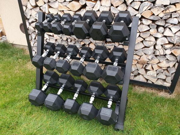 jednoruky inky - HEXA - sada 230kg + STOJAN