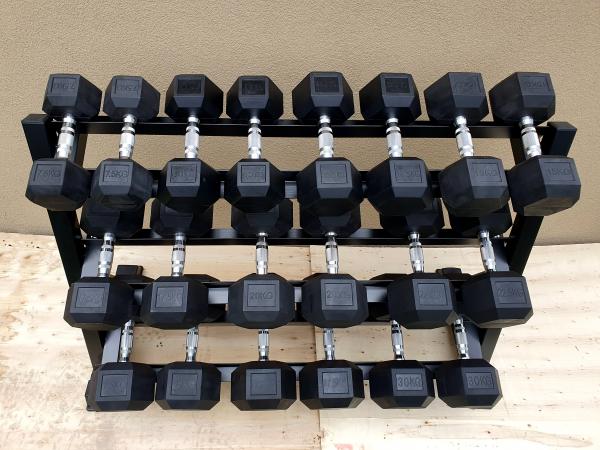 jednoručky činky - HEXA - sada 375kg + STOJAN