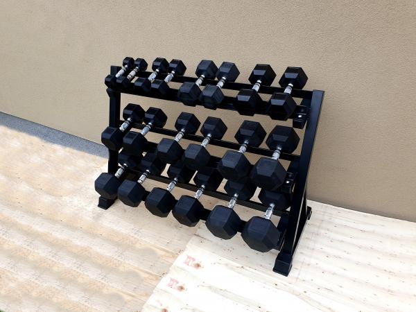 jednoručky činky - HEXA - sada 275kg + STOJAN