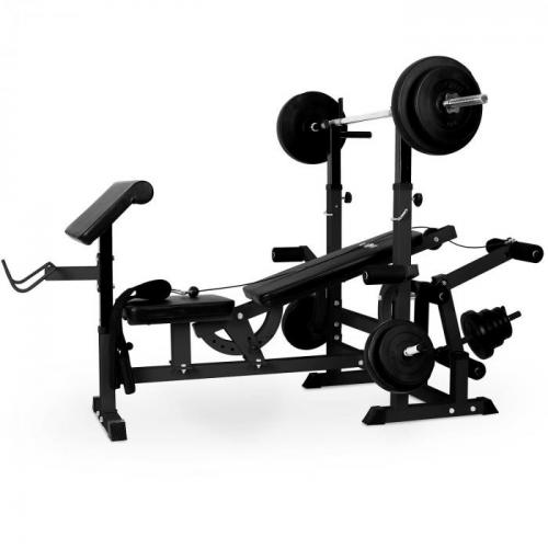 Posilovac� sestava Klarfit KS02 + HS nakl�dac� �inkov� set Premium 69 kg +vzp�ra�sk� ty� v�ce lomen�